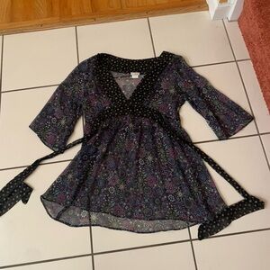 Odille Black and Pink Patterned Top